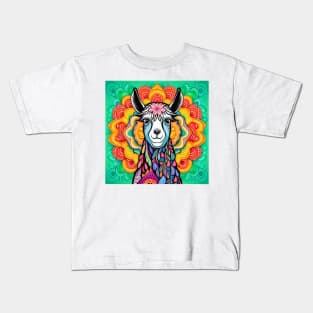 Vincent the Colorful, Psychedelic Llama Kids T-Shirt